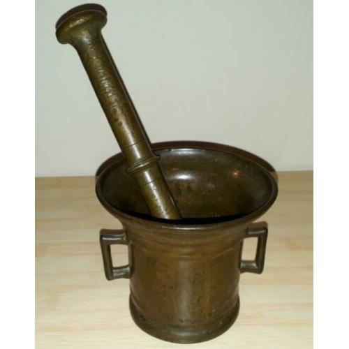 18e eeuwse bronzen Vijzel met originele stamper