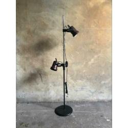 Retro 2 spots vloerlamp