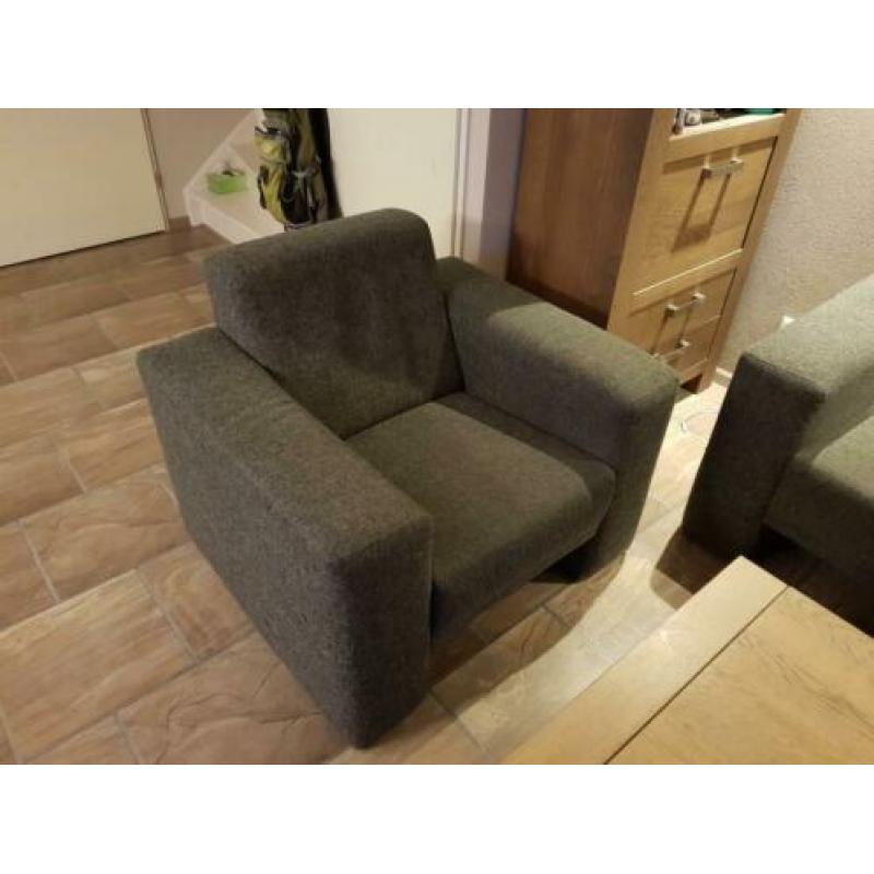 2,5 zitsbank met 2 fauteuils grijs (bankstel) keurige set !