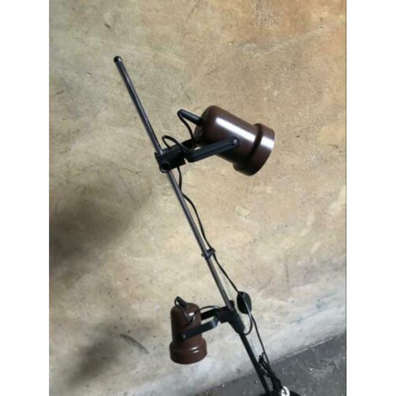 Retro 2 spots vloerlamp