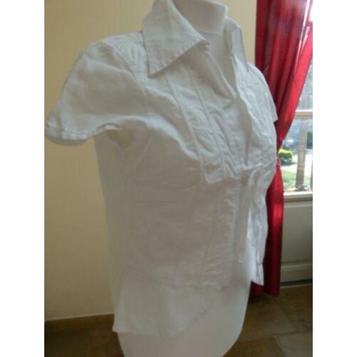 Witte katoenen blouse, tuniek, top DIDI strik sluiting 38 40