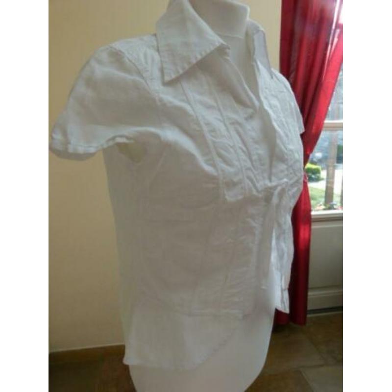 Witte katoenen blouse, tuniek, top DIDI strik sluiting 38 40