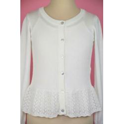 zgan Creamie fijngebreid vest ecru met ajour maat 122/128