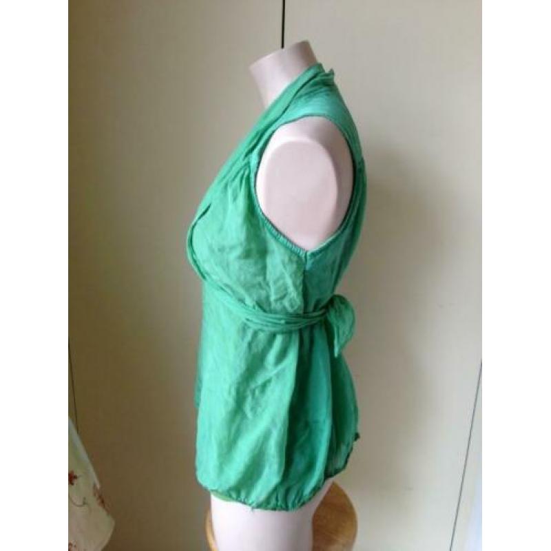 top groen zijde M&G italy elegant mooi z.g.a.n 38 40 M