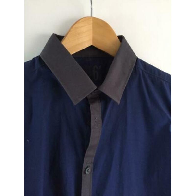 Blauw grijs overhemd maat 152