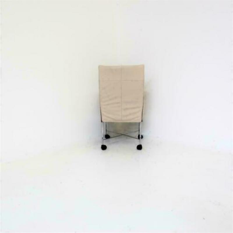 Design Stoelen, Eetkamerstoelen, Verrijdbaar, Creme, Leer