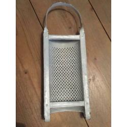 Emaille rasp brocante wit