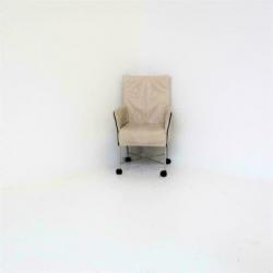 Design Stoelen, Eetkamerstoelen, Verrijdbaar, Creme, Leer