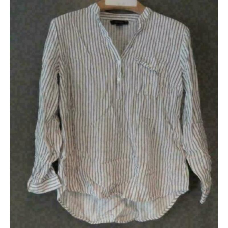 wit met grijs gestreepte blouse maat 40