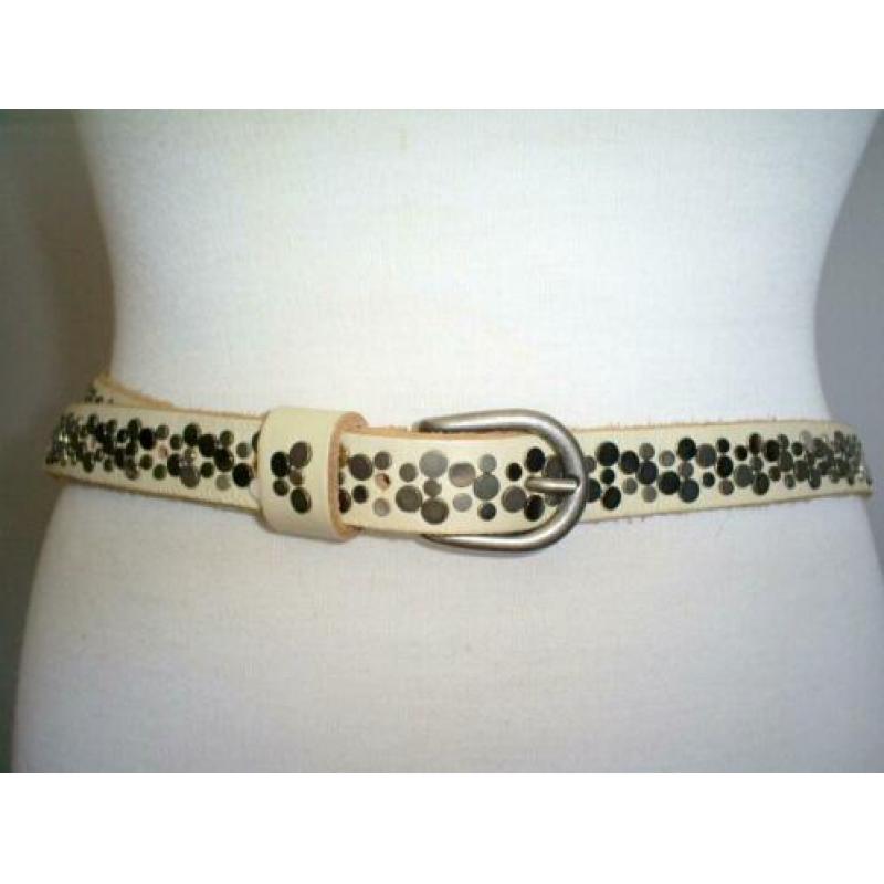 NIEUW !!! ecru leren riem van LEGEND - 98 cm