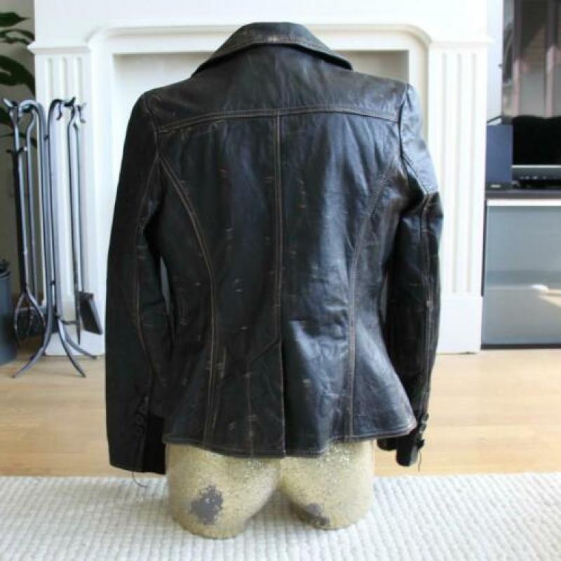 Vintage Leren Maze Jas (XS)