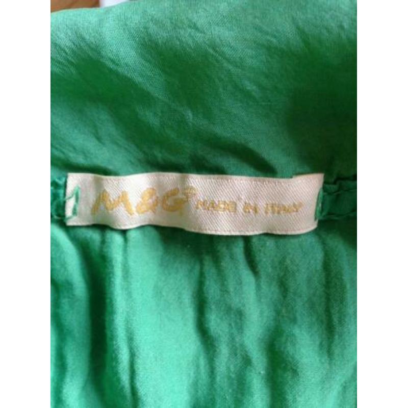 top groen zijde M&G italy elegant mooi z.g.a.n 38 40 M