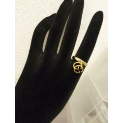 Gucci GG logo ring, verstelbaar goudkleurig nieuw!