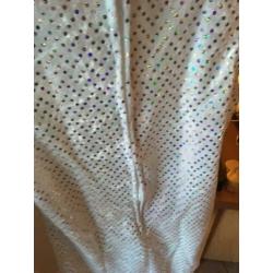 Glitter jurkje wit velours maat 140