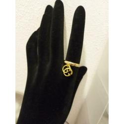 Gucci GG logo ring, verstelbaar goudkleurig nieuw!