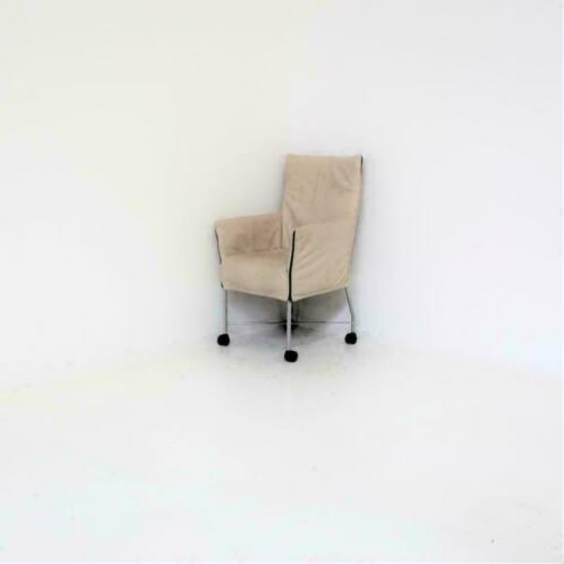 Design Stoelen, Eetkamerstoelen, Verrijdbaar, Creme, Leer