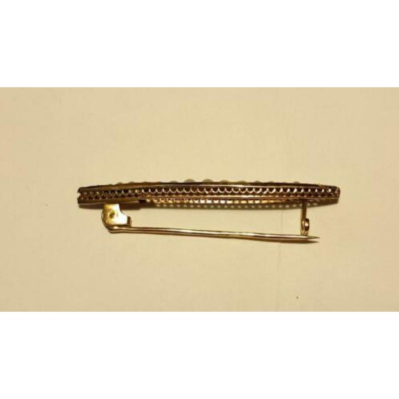 antieke gouden broche met zaadparels