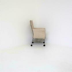 Design Stoelen, Eetkamerstoelen, Verrijdbaar, Creme, Leer