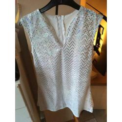 Glitter jurkje wit velours maat 140