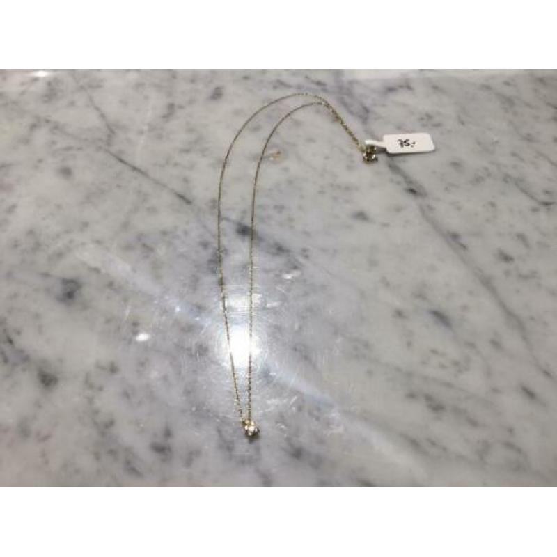 14 karaat gouden collie hanger zirkonia 40 cm