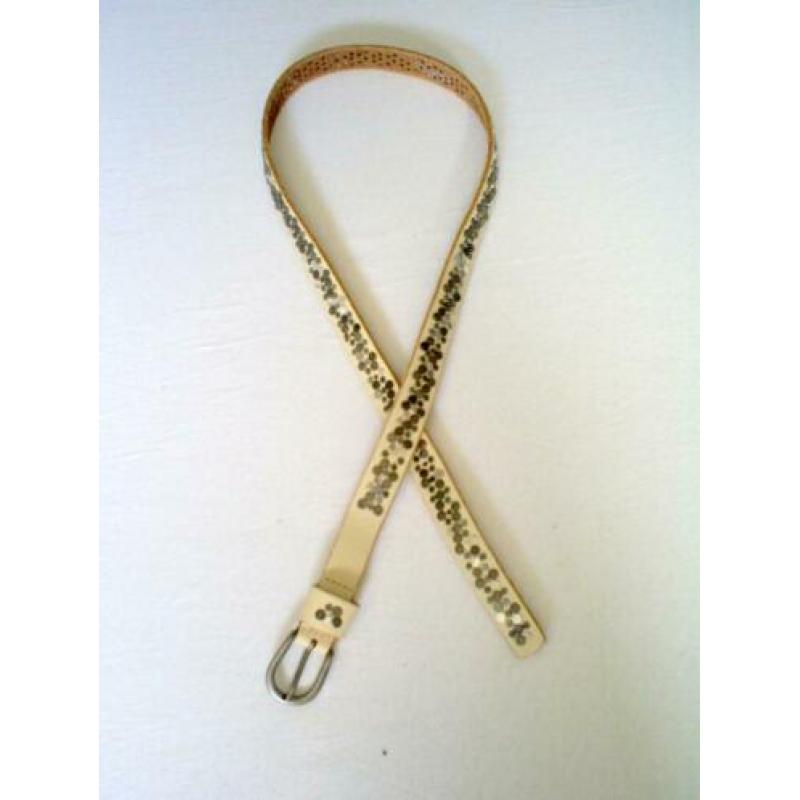 NIEUW !!! ecru leren riem van LEGEND - 98 cm