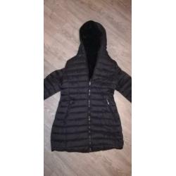 Warme zwarte dames winterjas maat L