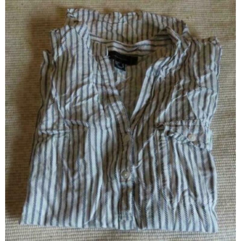 wit met grijs gestreepte blouse maat 40