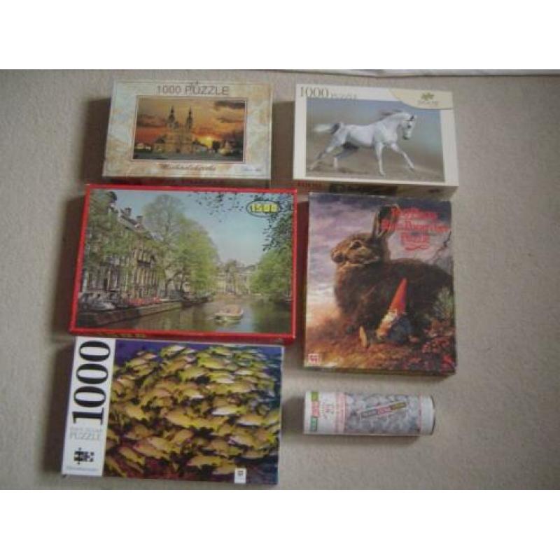6 puzzels: Michaelskirche, paard, vissen, R.Poortvliet, mint