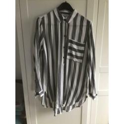 Sandwich longblouse grijs/wit maat 42