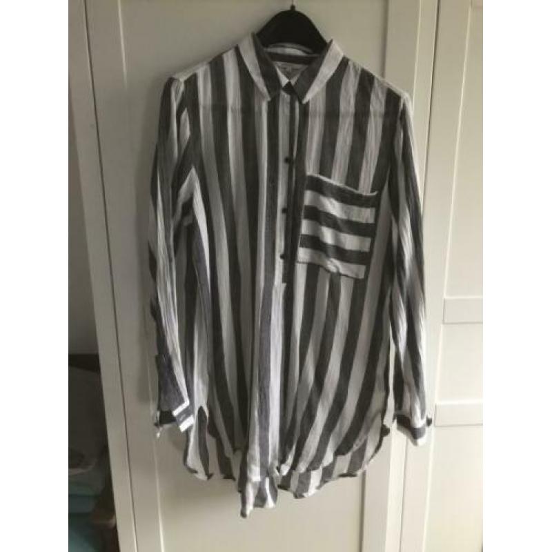 Sandwich longblouse grijs/wit maat 42