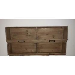 Open houten kastje, ophangringen, 4 vakken, 80x40x15cm