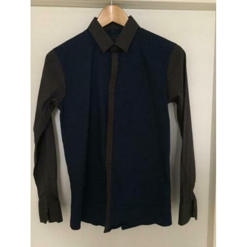 Blauw grijs overhemd maat 152