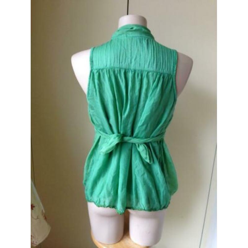 top groen zijde M&G italy elegant mooi z.g.a.n 38 40 M