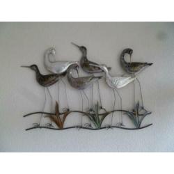 metalen wanddecoratie wadvogels metaal ijzeren muurdecoratie