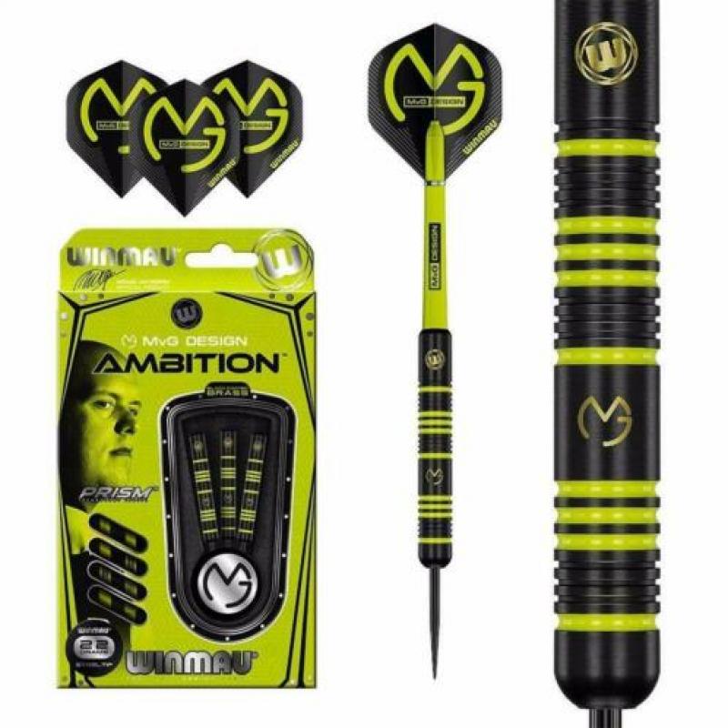 Winmau dartpijlen Michael van Gerwen Ambition black brass 22