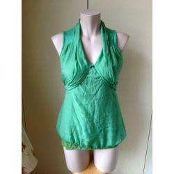 top groen zijde M&G italy elegant mooi z.g.a.n 38 40 M