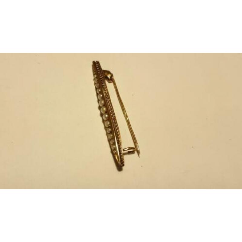 antieke gouden broche met zaadparels