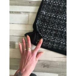 Vintage gothic top zwart kunstleder, wol en velours maat s