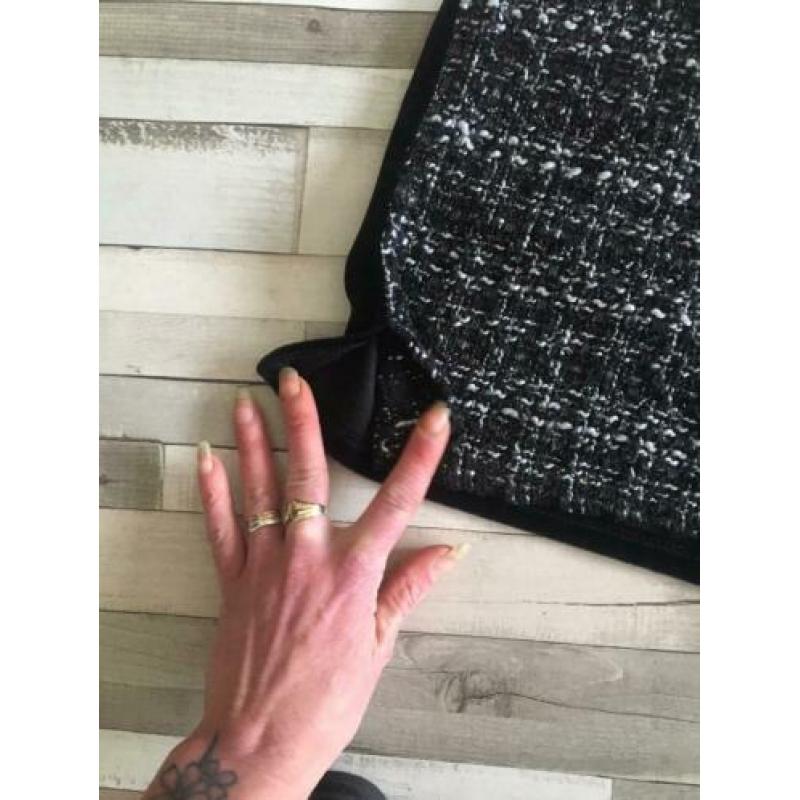 Vintage gothic top zwart kunstleder, wol en velours maat s