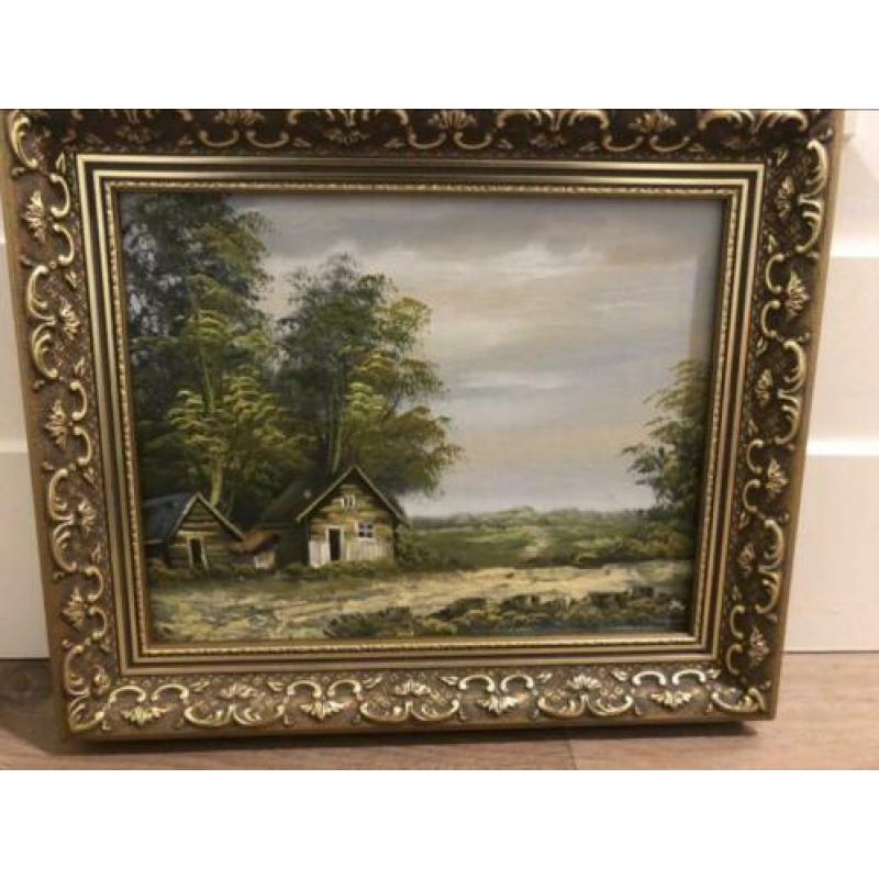 Klein olieverf schilderij 32 x 27 cm