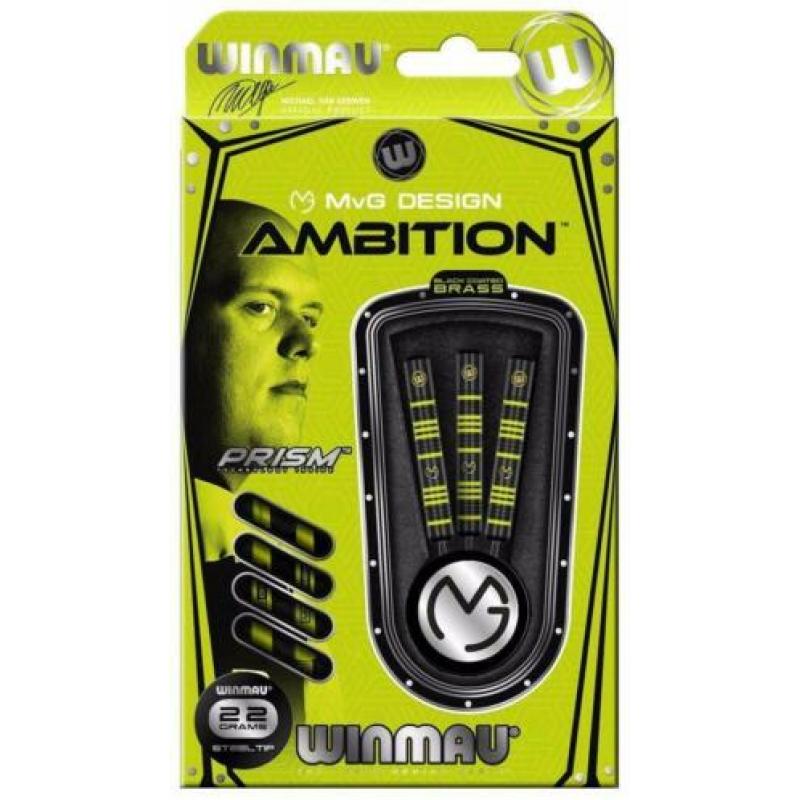 Winmau dartpijlen Michael van Gerwen Ambition black brass 22