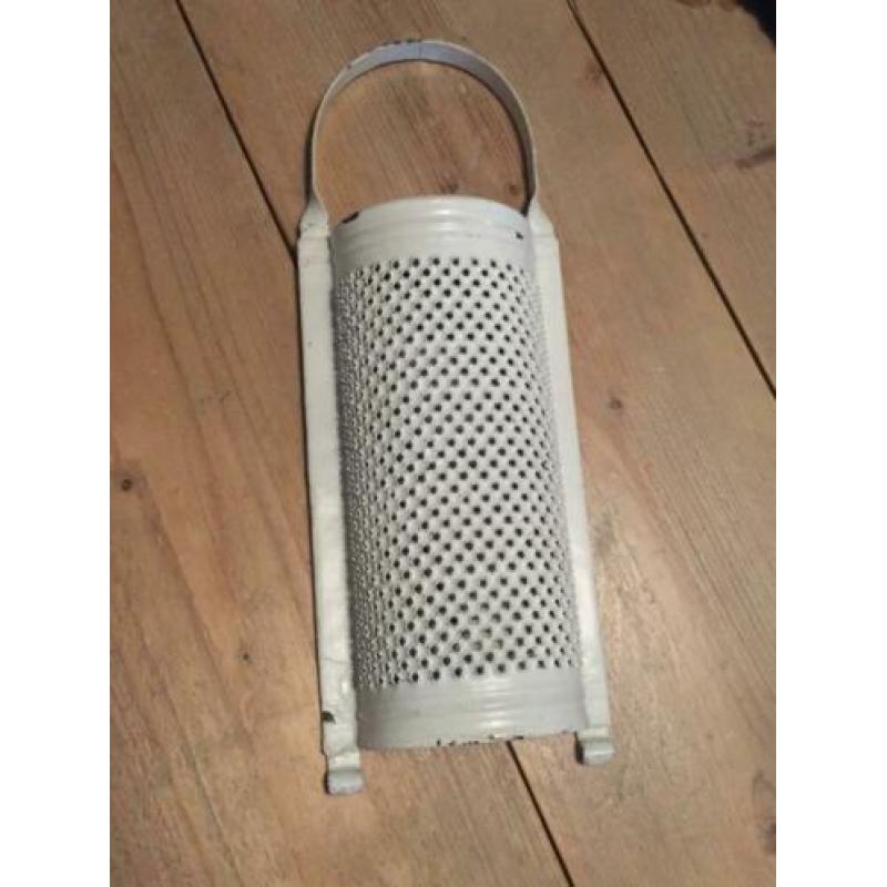 Emaille rasp brocante wit