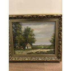 Klein olieverf schilderij 32 x 27 cm