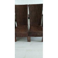 4 mooie rieten eethoekstoelen
