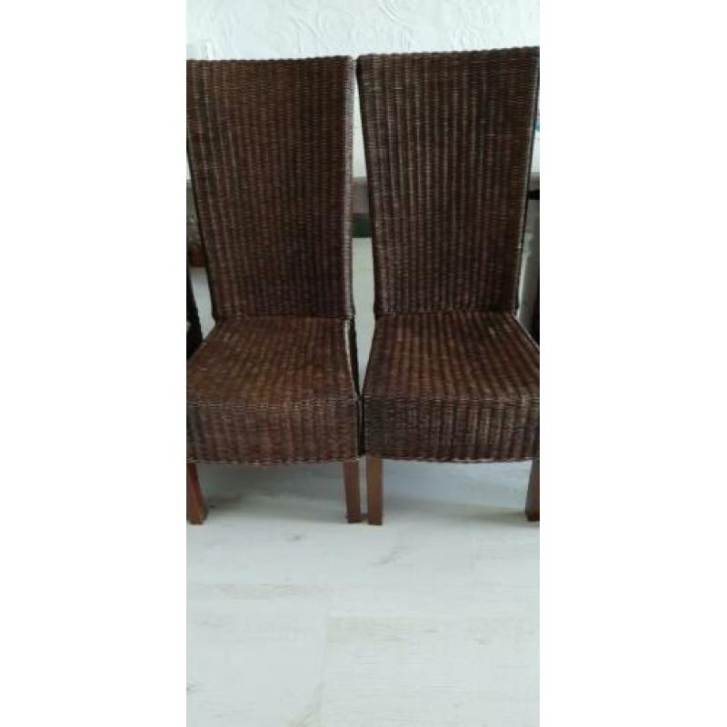 4 mooie rieten eethoekstoelen