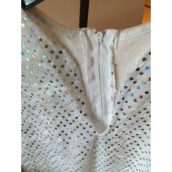 Glitter jurkje wit velours maat 140
