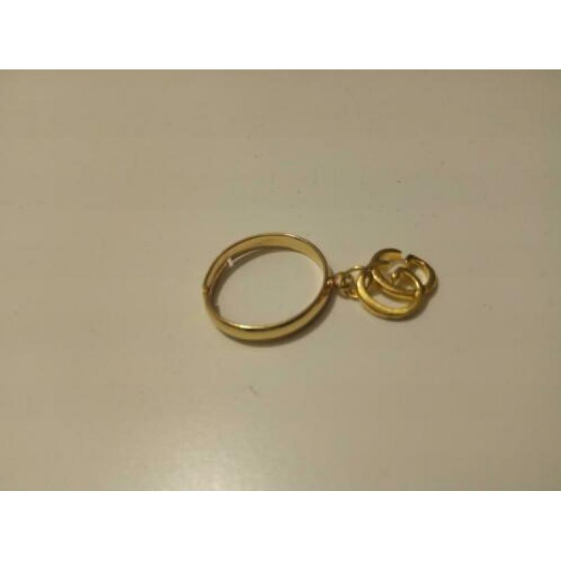 Gucci GG logo ring, verstelbaar goudkleurig nieuw!