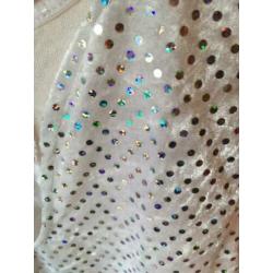 Glitter jurkje wit velours maat 140