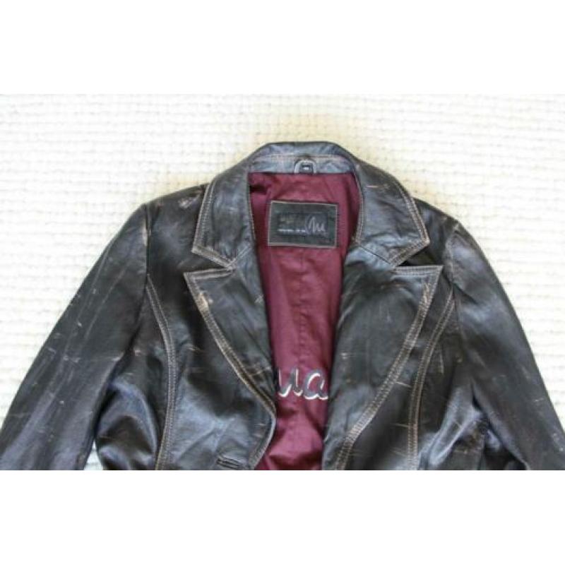 Vintage Leren Maze Jas (XS)