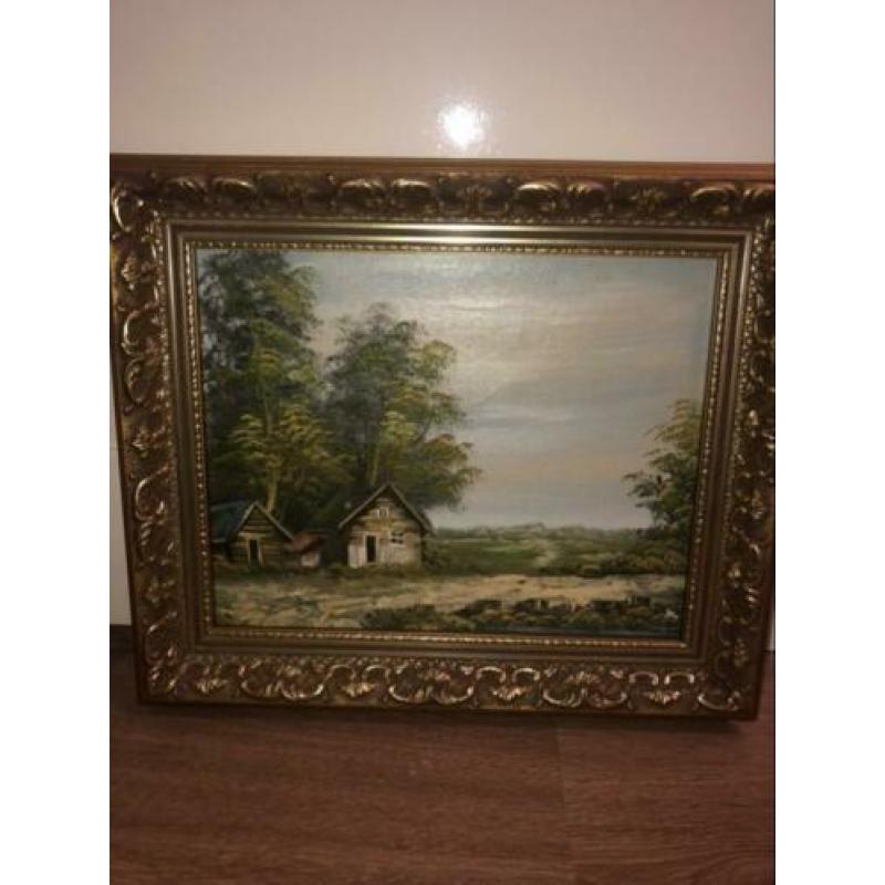 Klein olieverf schilderij 32 x 27 cm